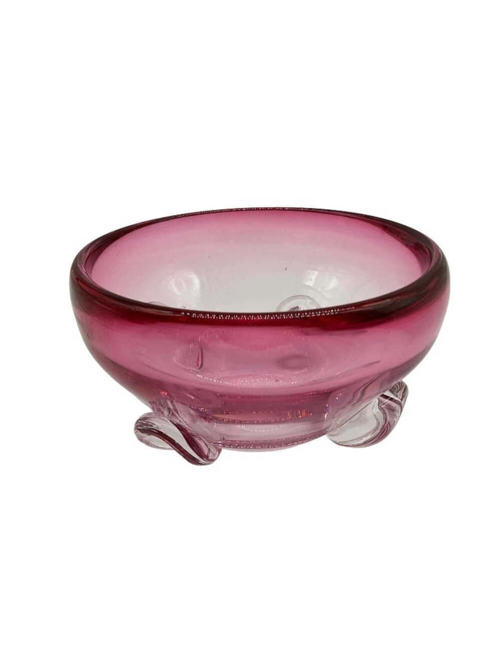 Canada VTG RUBINA PINK Cranberry Riekes Chalet Art Glass Lead Crystal BOWL MCM